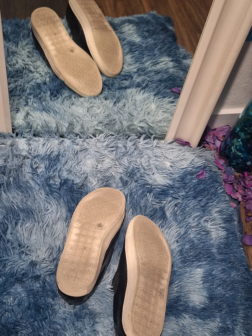 Calvin Klein Black Leather Slip-On Sneakers with White Sole